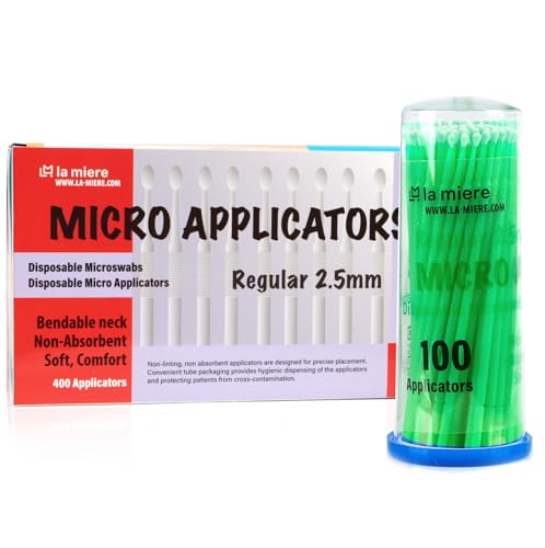 2.5mm Green 400pcs Micro Brush Micro Applicators Brushes Fine Microswabs Regular - size: 2.5mm Green