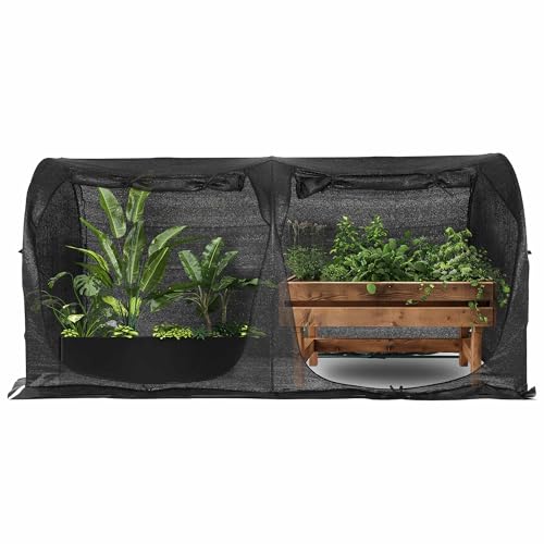 Large Tunnel 8.2'x4' Sunshade Cloth Gardening Net,Easy Set up 4FT Tall Crops Shade Cover, UV Resistant Plant 80% Sunblock Net for Vegetables,Fruits and Mini Flower Pot with Stakes and Carry - size: 8.4X4X4FT