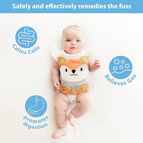 Baby Colic, Gas and Upset Stomach Relief, Baby Heated Tummy Wrap Newborns | Belly Hugger - Infant Swaddling Belly Belt, Heating Pad for Fussy Infants - color: Fox