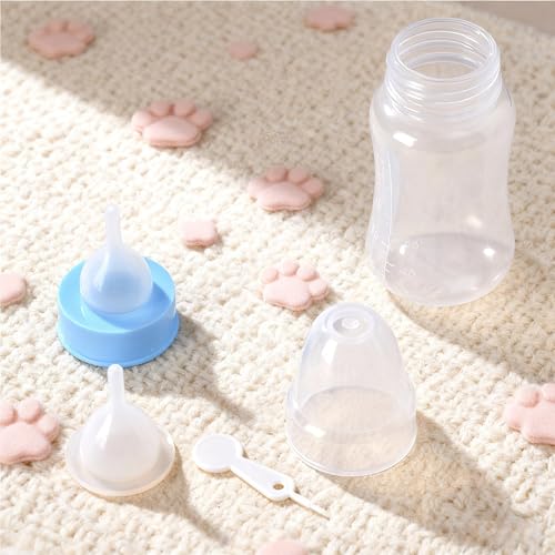 Pet Feeding Bottle Set,Puppy Kitten Nursing Bottle Anti-Choking Feeder-5.07oz/4.06oz/ 2.03oz,and 3 Pcs Replaceable Silicone Nipples for All Newborn Pets -Kitten, Puppy, Rabbit