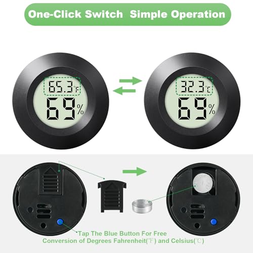 4-Pack Mini Hygrometer Thermometer Indoor Round Humidity Meter | Small Digital LCD Monitor Thermometer Temperature Gauge Humidity Sensor (℉) or (℃) for Reptile Thermostat, Jars - color: 4 Pcs