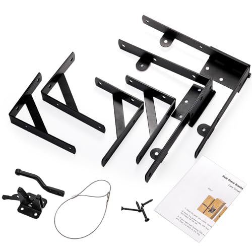 Anti Sag Gate Frame Kit, Gate Corner Bracket, Heavy Duty Brace Gate Hardware with Hinge and Gate, Wooden Fences-No Sag Gate Corner Brace Bracket for Doors, Corral Gates, Wood Windows