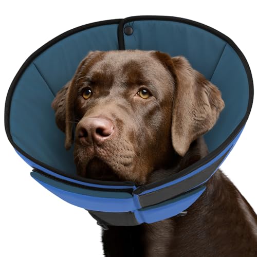 Soft Dog Cone Collar, Dog Cones for Large Dogs for Wound Care | Cone for Dogs to Stop Licking After Surgery, Adjustable Elizabethan Collar for Pet to Prevent Licking Wounds, Blue L - color: Blue, size: L