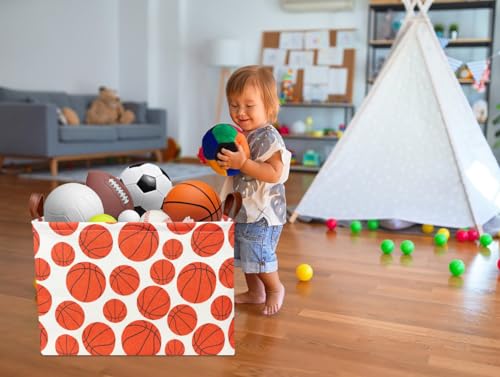 NTAOHAMPER Rectangular Basketball Storage Basket , Storage Bin with Handles,Baby Room Decor,Gift Basket(Basketball) - color: Basketball