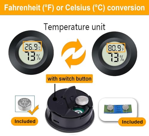 JEDEW 4 Pack Hygrometer Thermometer Digital Humidity Meter Indoor/Outdoor Humidity Monitor Reptile Thermo-Hygrometer for Greenhouse Humidors Terrarium Jars, Fahrenheit (℉) /Celsius(℃) (4)