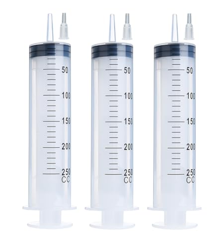 3 Pack 250ml Syringes, Extra Large Plastic Syringe for Glue Dispensing, Scientific Labs, Watering, Refilling, Multiple Uses - style: 250ml