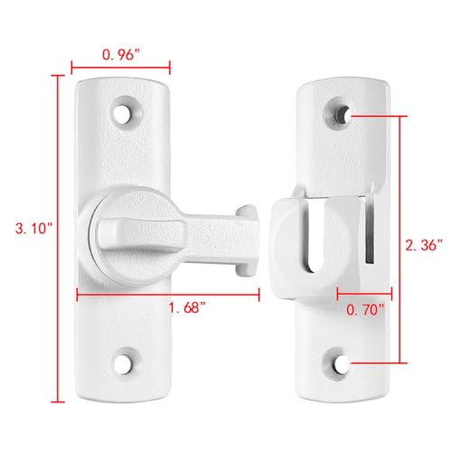 Matte White Barn Door Latches,90/180 Degree Gate Lock_D | Aluminum Alloy Right Angle Door Lock Latch,Flip Gate Latches Hardware,Sliding Door Lock for Cabinets,Fence Gates,Pet Cage - color: Matte White