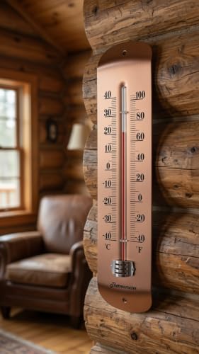 12 Inch Vintage Large Outdoor Thermometer - Antique Copper, Big Easy to Read Numbers, Premium Steel Waterproof Wall Thermometer for Garden Patio, Decorative & Accurate, No Battery Needed - color: Antique Copper