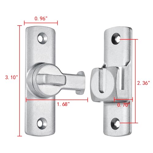 Silvery Barn Door Latches,90/180 Degree Gate Lock_D | Aluminum Alloy Right Angle Door Lock Latch,Flip Gate Latches Hardware,Sliding Door Lock for Cabinets,Fence Gates,Pet Cage - color: Silvery