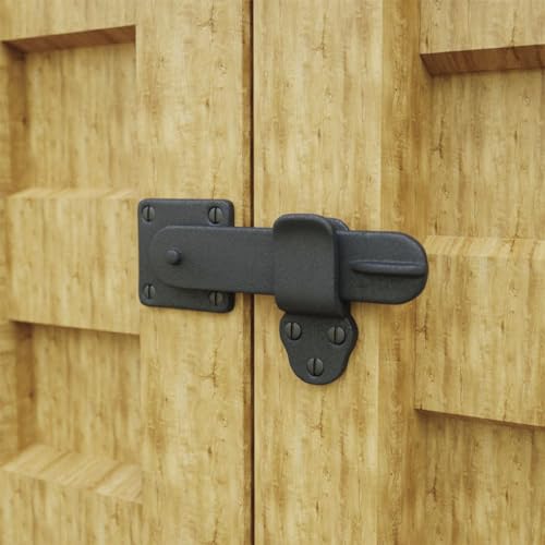 Renovators Supply Manufacturing Black Wrought Iron Flip Gate Latch 5.75 in Barn Cabin Door Lock with Mounting Hardware - color: 5.75-inch Latch, size: Pack of 1