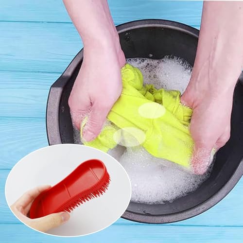 2PCS Horse Grooming Brushes, Soft Rubber Bristle Massage Curry Comb for Horse, Mule & Livestock, Red & Blue