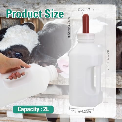 Calf Bottle with Hand Grip Handle and a Replacement Nipple,2 Quart Calf Milk Feeder Nursing Feeding Bottle (Red, Calf Bottle with Screw Nipple) - size: Calf Bottle with Screw Nipple