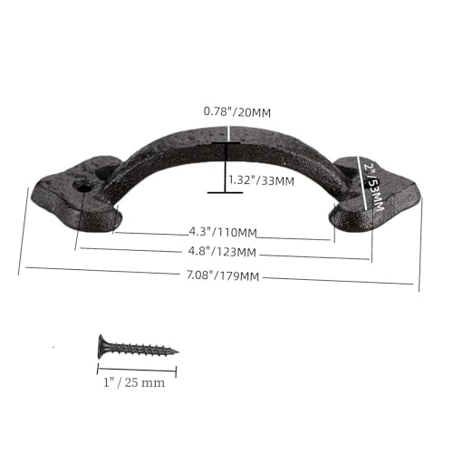 2-Pack 7 Inch Heart Barn Door Handle - Black Cast Iron Pull for Sliding Doors, Gates, Sheds, Fences, Closets - Indoor Outdoor Farmhouse Hardware - size: 7" - 2 Pack, style: Heart