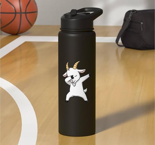 Dabbing Goat Kids Halloween Costume Cute Farm Animal Dab Stainless Steel Insulated Water Bottle - color: Black