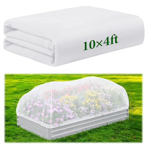 MUDEREK 4x10ft White Shade Cloth for Raised Beds Garden Sun Shade Cloth | for Vegetables Non-Woven Light Sunshade Cloths for Garden White Plant Shade Cloths for Raised Bed to Protect Plants - size: 4x10ft/1PC