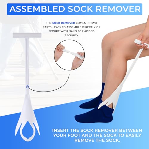 Sock Aid Kit, Premium Sock Puller Aid for Removing Socks or Stockings, with a Super Flexible Sock Aid Device with Long Rope. The Perfect Set for Putting On and Removing Socks or Stockings.