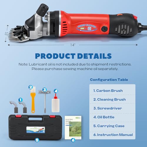 Sheep Shears Electric 1000W 3700RPM for Goat, Cattle, Alpaca & Horse