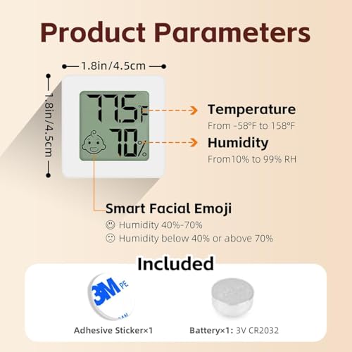 MANON ROSA Bird Thermometer Hygrometer – Mini Digital Magnetic & Adhesive Pet Temperature and Humidity Sensor Gauge for Parrot Cages, Lizard Spider Snake Gecko Reptile Rearing Boxes