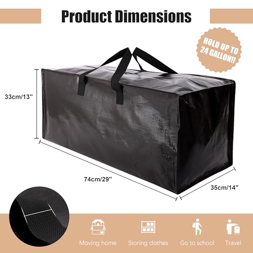 NATURELUX Heavy Duty Moving Bags with Backpack Straps and Strong Handles, Alternative to Moving Boxes and Storage Totes for Dorm Room Essentials, 6 Pack, Black - color: Black, size: 93 L - 6 pcs - Backpack