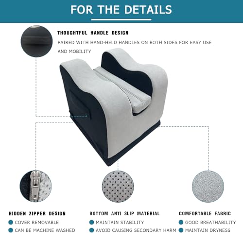 4 Heights Adjustable Knee Replacement Pillow for Recovery | Leg Elevation Pillow for Post Surgery Sleeping - Full Leg Extension Device for ACL MCL TKR Rehab - Comfortable Cover