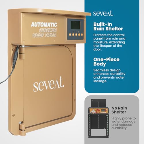 Automatic Chicken Coop Door | Remote Control | 6W Battery Powered with 4×AA Batteries | Auto & Manual Modes | Timer Sensor | 180° Opening Angle (Light Brown) - color: Light Brown