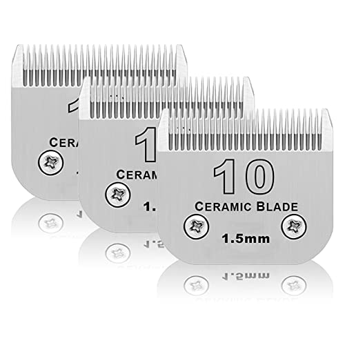 10# Dog Grooming Ceramic Blades,Compatible with Andis,Oster A5,Wahl KM10 | Size 10# Detachable Ceramic Blade 1/16-Inch 1.5MM Cut Length,3 Pack - size: 3pc 10:1/16''(1.5mm)
