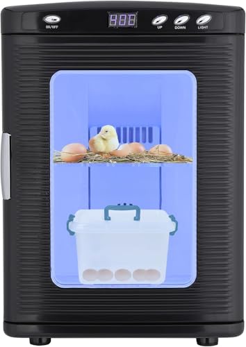 25L Reptile Egg Incubator with Temperature Control (10°c - 60°c), Portable Digital Cooling & Heating Lab Incubator for Small Reptiles, 12V/110V Compatible（Black） - color: Black