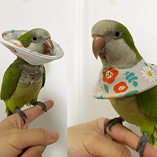 Bird Collars for Monk Parakeets, Quaker Parrot Feather Plucking Soft Cones | Parrot Recovery Cones, Sun Conure Neck Feather Protection Anti-Bite Collar with Wooden Hanger - color: Flower