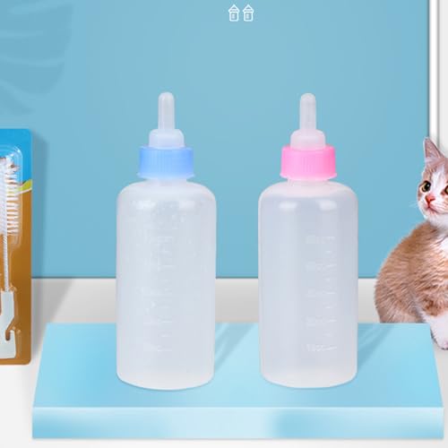 Pet Nursing Bottle Kit,Kitten Puppy Bottles for Nursing Newborn Pet Feeding Bottle with Replacement Nipples Cleaning Brush Hole Puncher,Anti Choking Slow Flow Hand Feeding for Small Animals(Pink) - color: Pink