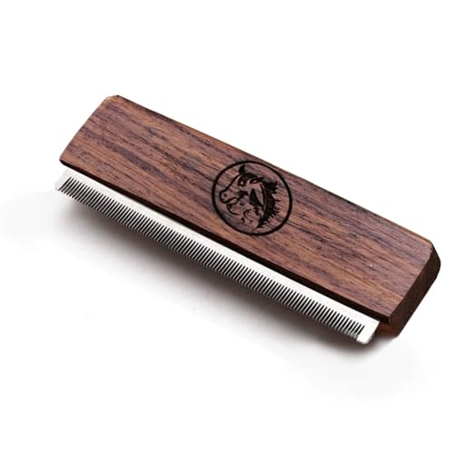 Deshedding Grooming Brush for Dogs Cats & Horse Easy Ergonomic Wood Groomer Brush Professional Brush Grooming Tool Supplies, Remove painlessly 95 Percent of Lose Hair Fur & Dirt (5 inch)