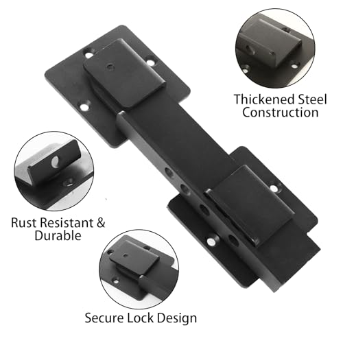 9 Inch Flip Gate Latch Lock with Padlock Hole, Heavy Duty Door Latch with 8 Screws and Hex Wrench for Barn Shed Yard Garage Outdoor Fence Lock