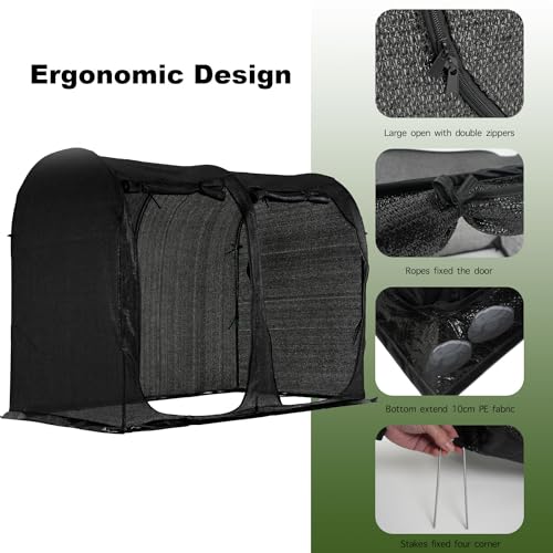 Large Tunnel 8.2'x4' Sunshade Cloth Gardening Net,Easy Set up 6FT Tall Crops Shade Net Cover, UV Resistant Plant 80% Sunblock Net for Vegetables,Fruits and Mini Flower Pot with Stakes and Carry - size: 8.2X4X6FT