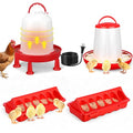 4 Pack 6l Heated Chicken Feeder and Waterer Kit Poultry Waterer Fountain with Leg Support for Chicks Coop Feeding Farm Supplies Birds Duck