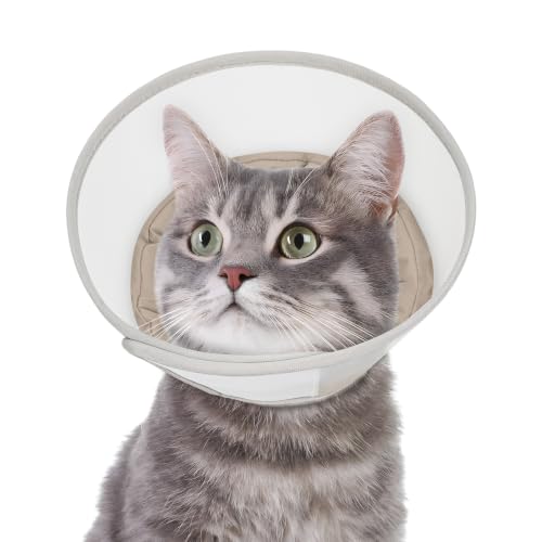 Supet Soft Cat Cone Collar to Stop Licking, Breathable Mesh Cone with Waterproof Liner Recovery Collar, for Kitten and Large Cats, Comfortable Elizabethan Alternative for Spay Neuter Grooming, S, Grey - color: Grey, size: S