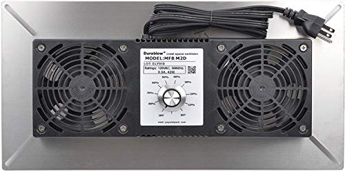 Durablow 220 CFM Air-Out Stainless Steel Crawl Space Vent Fan, Dual Fans | with Dehumidistat & Thermostat, Foundation Vent, Radon Mitigation, for Crawl Space, Basement (Stainless Steel, M2D) - color: SUS304 Air-Out, size: SUS304+Dual Fan+Dehumidistat