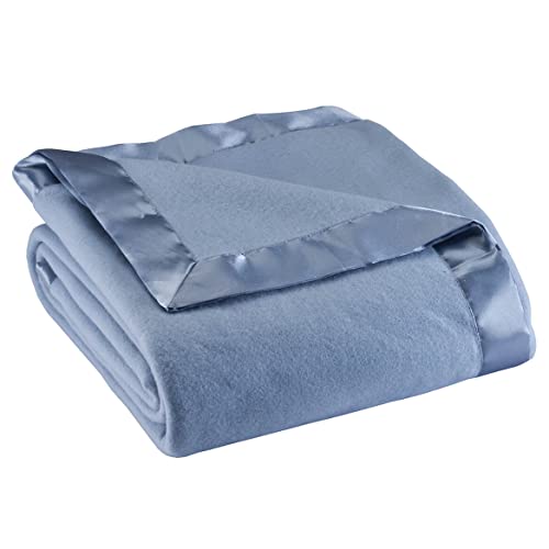 Fleece Blanket with Luxurious Satin Binding Edges, Lightweight | & Machine Washable | Blue, King - color: Blue, size: King