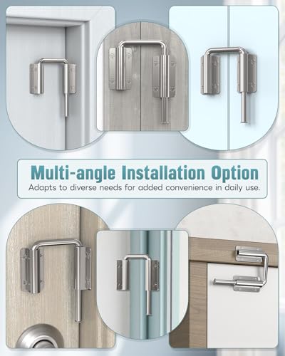 90/180 Degree U Patio Sliding Door Loop Lock Latch, Silver-4 PCS | Aluminum Alloy Security Bolt Lock , Multi-Angle Mounting for Barn, Garden, Fence Gate & Window - color: Silver-4 PCS