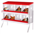 Chicken Nesting Box, 8-Hole Nesting Boxes with Bracket Legs, Removable Tray, Ventilation Holes, Easy Egg Collection & Cleaning, Laying Boxes for Hens, Red - color: Red, size: 8 Holes with Legs