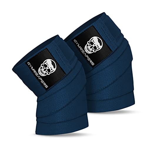 Gymreapers Knee Wraps for Squats and Powerlifting 72 Inch Compression Wraps with Strap for Men & Women Weightlifting Support - color: Navy