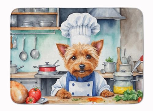 Caroline's Treasures Australian Terrier The Chef Memory Foam Kitchen Mat Machine Washable Anti-Fatigue Mat Cushion Comfort Bath Mat or Kitchen Rug - color: Australian Terrier 6194