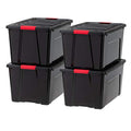 IRIS USA 4-Pack 72 Quart Storage Bins with Lids, Black | Black finish conceals stored items. Perfect for moving, blankets, clothing, and garage storage. Nestable design saves space - size: 72 Qt, style: 4 Pack