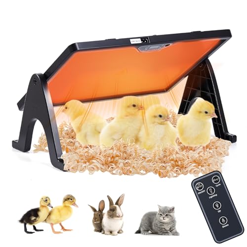 Serinar New Smart coop Heater with Remote Control, Built-in Adaptive Temperature Sensor, Adjustable Temperature, brooder Heating Panels with Timer and Lighting, brooder Panels to Keep Poultry Warm