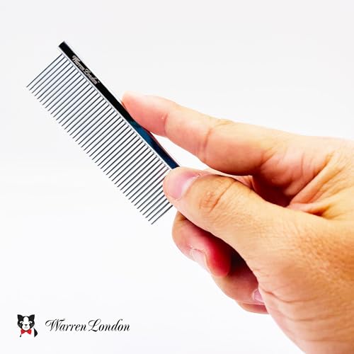 Warren London Precision Tail Comb made with Copper | 7 inches | Rounded Tips Prevent Irritation | Finishing and Fluffing Comb for Grooming Paws Face and Tail | Tear Stain Removal - style: Precision Tail Comb