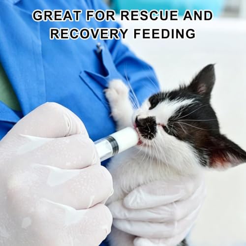 Pet Feeding Syringe with Silicone Nipples | Kitten Syringe for Feeding Newborn Kittens, Puppies, Rabbits and Small Animals (5ml+10ml +10 Silicone Nipples) - color: White