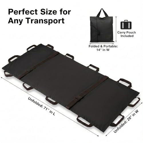 Portable Transport Stretcher with 12 Rubber Handles & Carrying Bag – Dog Stretcher & Gurney, Patient Animal Mover for Emergency Casualty Evacuation, 400lbs Capacity（Black） - color: Black2Pack, size: Two-Pack