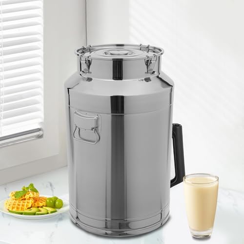76L/20.08Gal Stainless Steel Milk Can 304 Stainless Steel Milk Jug Sealed Bucket Wine Pail Bucket Milk Can Liquid Storage Container w/Sealed Lid for Milk Wine Water Liquid - size: 76L|without faucet|304