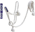 CHALLENGER Nylon Horse Braided Rope Halter Beaded Noseband Lead Rope 606RT - color: White Beaded