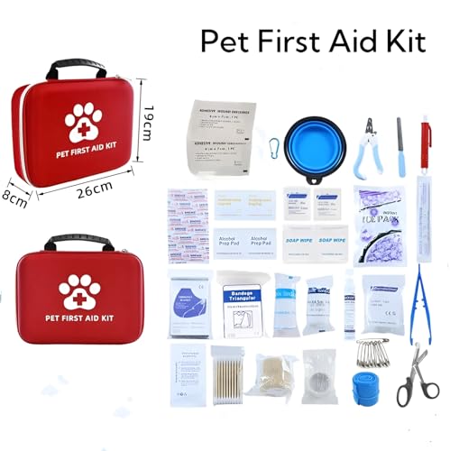 PAWSPLAY Pet First Aid Kit for Dogs & Cats, 101-Piece Emergency Kit with Bandages, Wound Care, Tick Remover, Nail Clipper, Portable Waterproof Travel Kit for Hiking, Camping, Car & Home Safety