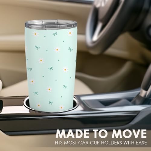SANDJEST Daisy Tumbler 20oz, Stainless Steel Travel Cup with Lid, Floral Insulated Coffee Mug, Daisy Gifts for Women Girls Friends Sisters on Birthday Christmas - color: Daisy 1