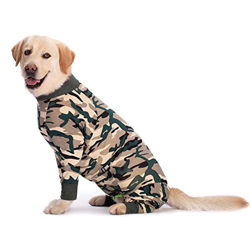 Dog Surgery Recovery Suit Female Male for Dogs After Surgery Medium Large Dogs Onesie Dog Pajamas Pjs Clothes (Green Camo, 28 (Chest 26.77 in | Backlength 18.11)) - color: Green Camo, size: 28 (Chest 26.77 in | Backlength 18.11)